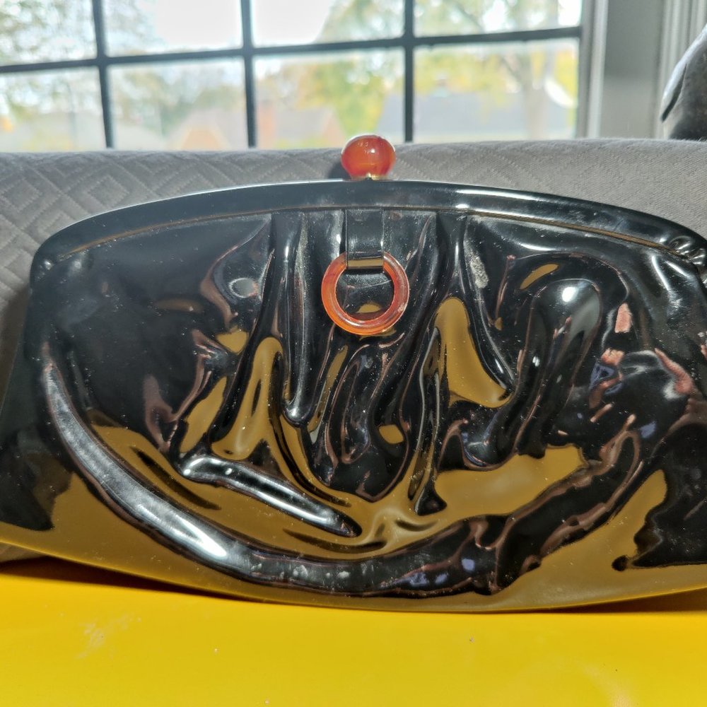 vintage patent leather clutch